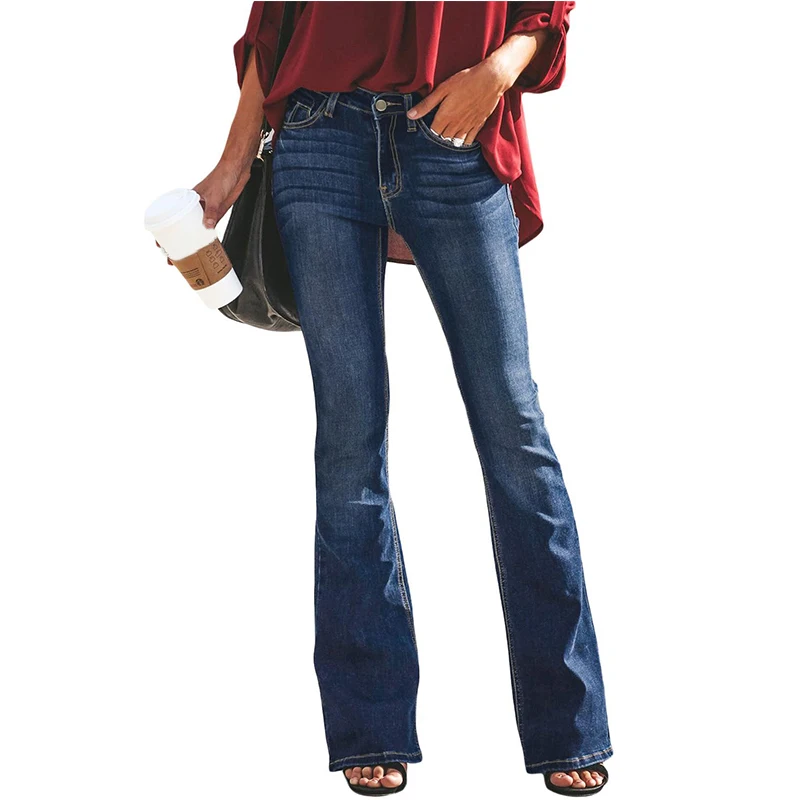 Jeans Mom Flare Jeans For Women Bell Bottom Vintage Denim Skinny Jeans Woman Plus Size Black Female High Waist Wide Leg Pants
