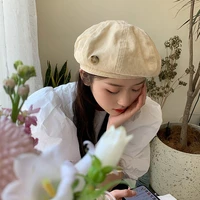 retro art beret female autumn japanese fashion all match show face small painter hat octagonal hat april half designer