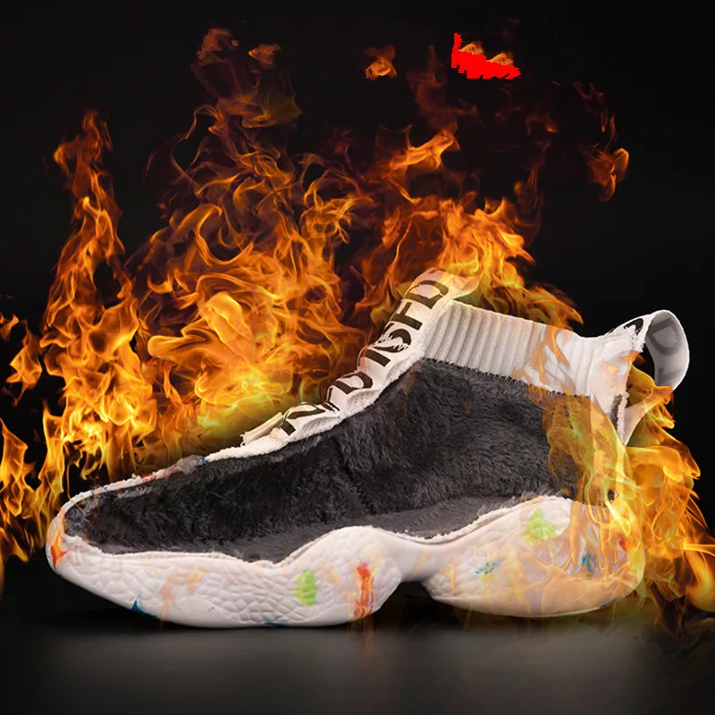 

New Damping Men Basketball Shoes Hard-wearing Women Basketball Sport Shoes Winter Warm Outdoor Walking Sneakers for Men