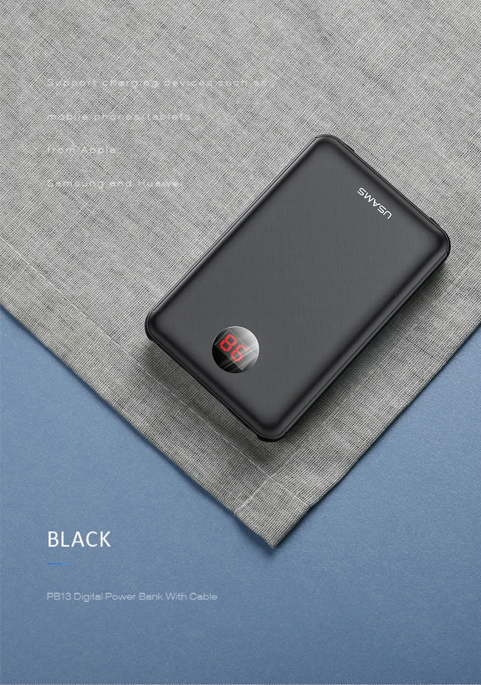 USAMS power Bank светодиодный дисплей mi ni power bank Внешняя батарея Poverbank зарядка Pover bank с usb-кабелем для xiaomi mi iPhone