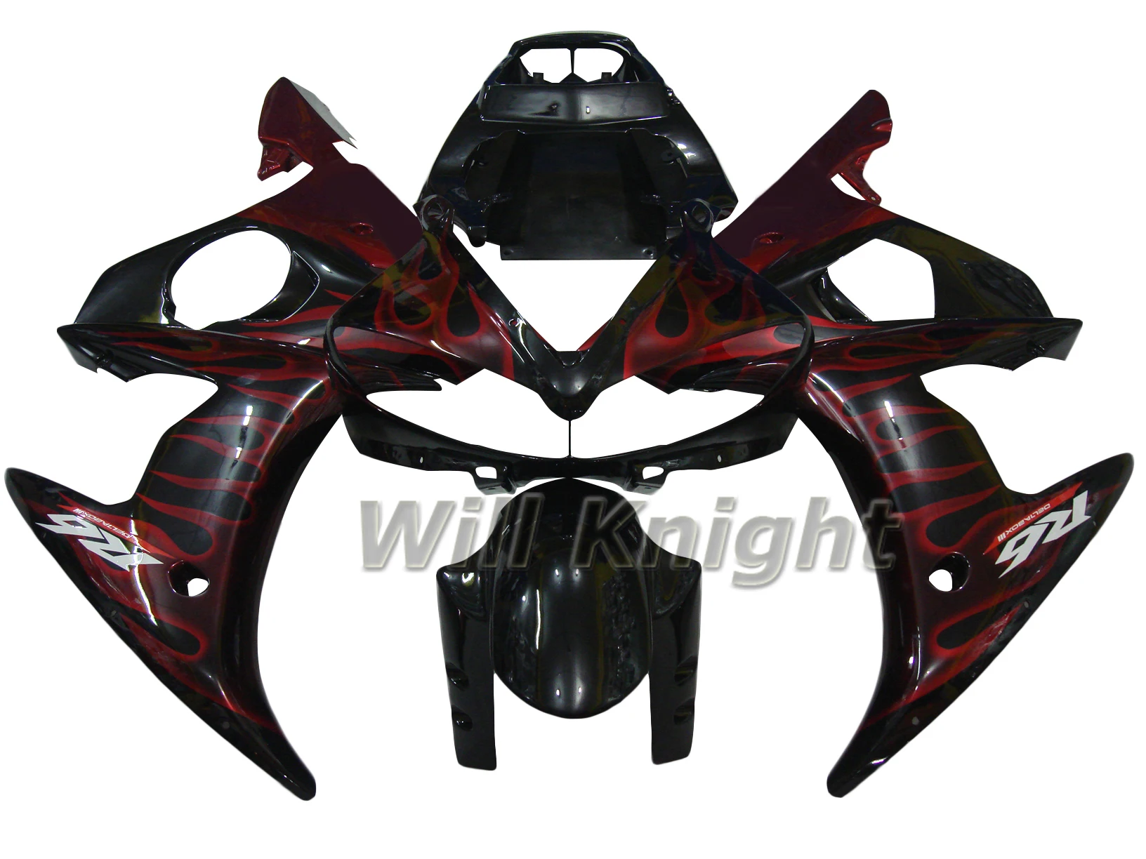 

Fairing Kits for Yahama YZF600 YZF R6 2003 2004 ABS Injection Mold Body Panel Black with Red Flame