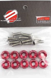 

Универсальная шайба для крыльев, 10 шт., стиль JDM, подходит для любых бамперов с отверстиями 6 мм, установка двигателя, номерной знак, алюминиевые шайбы с болтами