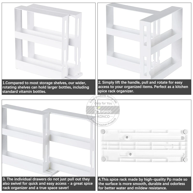 Многофункциональная вращающаяся полка для хранения кухонных специй стеллаж