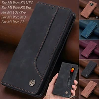 flip leather case for xiaomi mi poco x3 nfc f3 m3 10t pro 11 lite magnetic wallet redmi note 10 pro max 10s 9t card solt cover