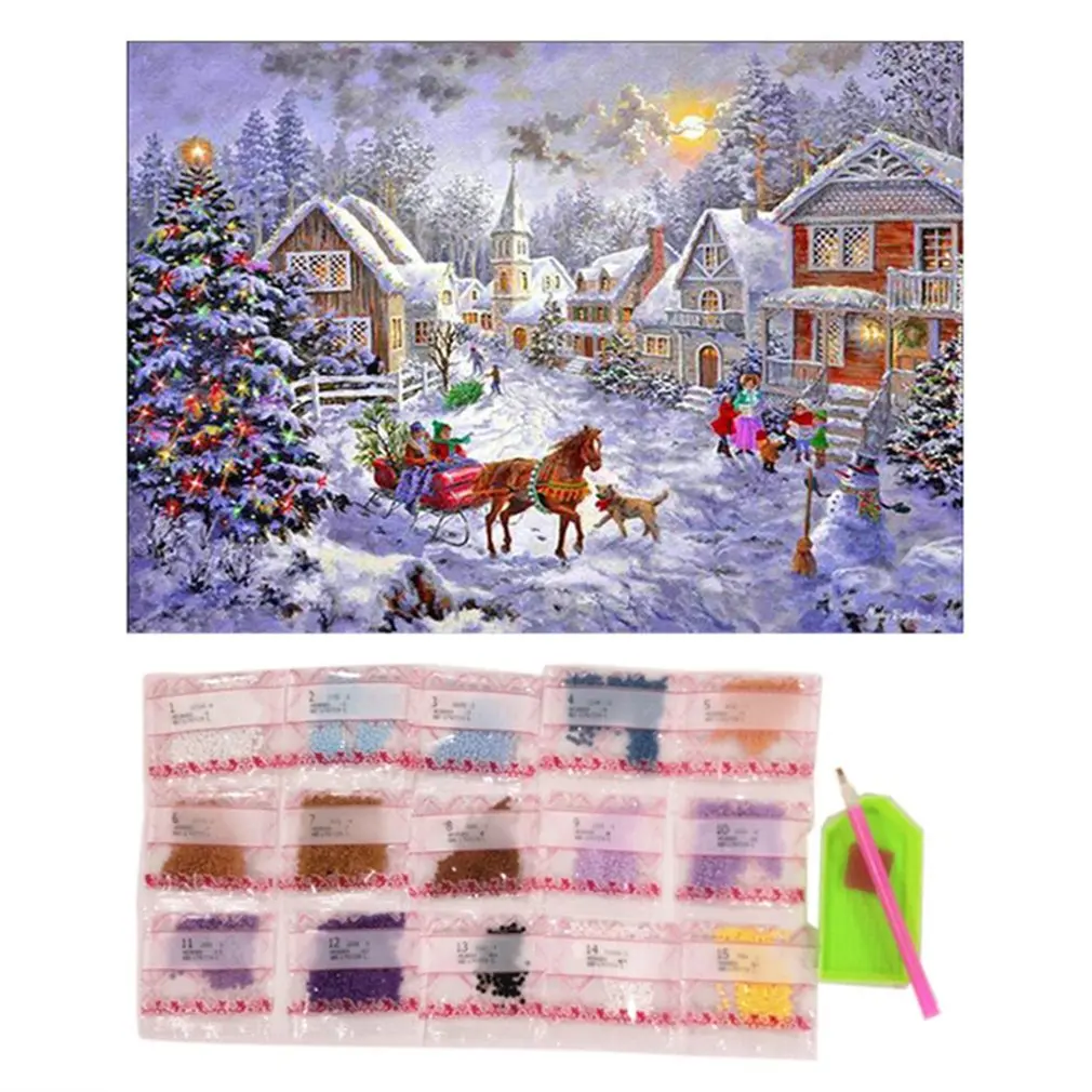 40*30 см Рождественский дом красочный узор рукоделие вышивка домашнее украшение