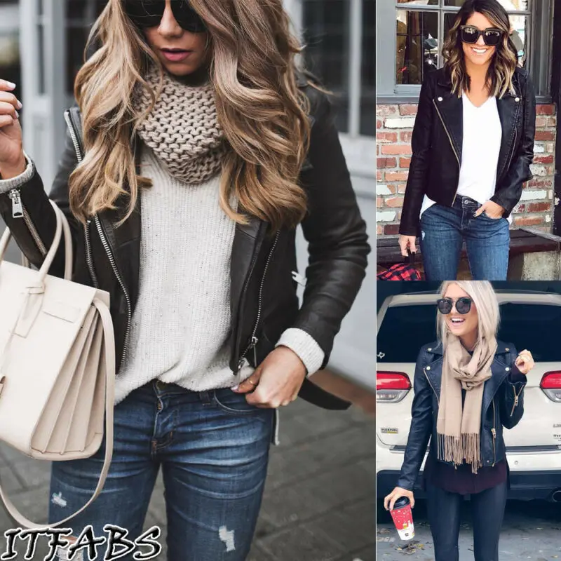 Women's Long Sleeve Turn Down Collar Jacket Loose Winter Warm Leather Suit Street Big Size | Женская одежда