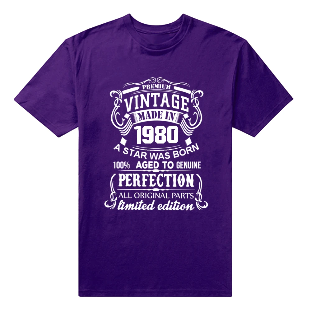 

Vintage Made In 1980 Limited Edition T Shirts Graphic Cotton Streetwear Short Sleeve Harajuku Oversized T-shirt Birthday Gift