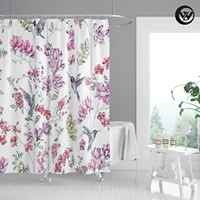 new colorful flowers realistic hummingbird home decor shower curtain liner waterproof quality fabric bathroom curtain with hook