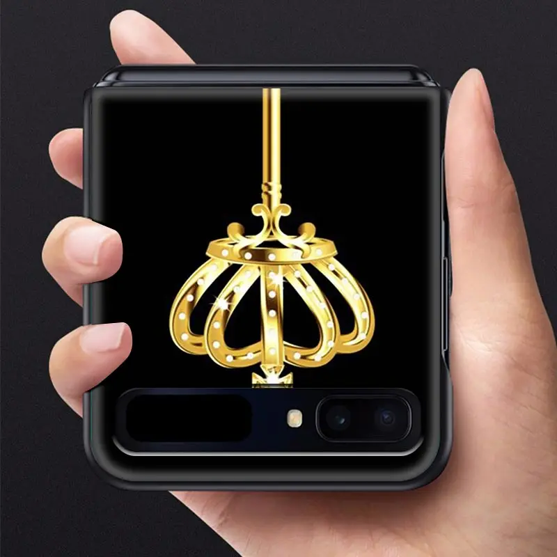 

Queen Princess PC Case For Samsung Galaxy Z Flip 5G 6.7Inch Black Shell Hard Folding And Splitting Coque Phone Capa