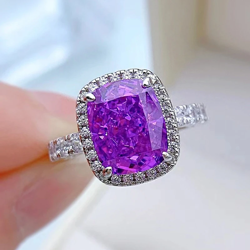 Кольцо Knobspin с бриллиантами женское обручальное серебристое фиолетовое высоким