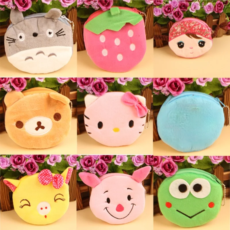 

Children Cute Cartoon Plush Zippered Change Purse Colors Random