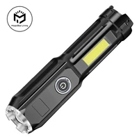 portable cob led flashlight waterproof tactical usb rechargeable camping lantern zoomable focus torch light lamp night lights