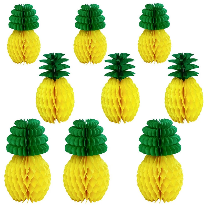 

5pcs Tissue Paper Pineapple Honeycombs for Party Supplies Table Decoration Theme Tropical Summer Hawaiian Wedding Home Decor