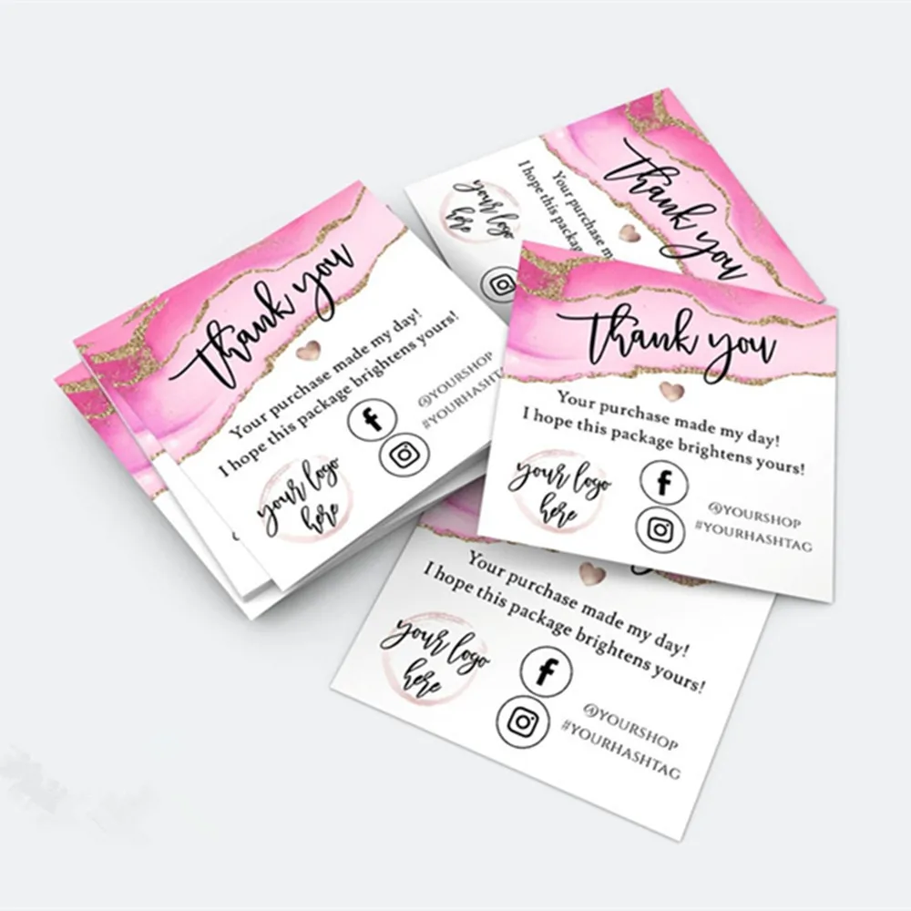 

MINI Pink Gold Thank You For Your Order ,Custom Social Media Card ,2x2 Small Business Insert card , Modern Packaging Insert Car