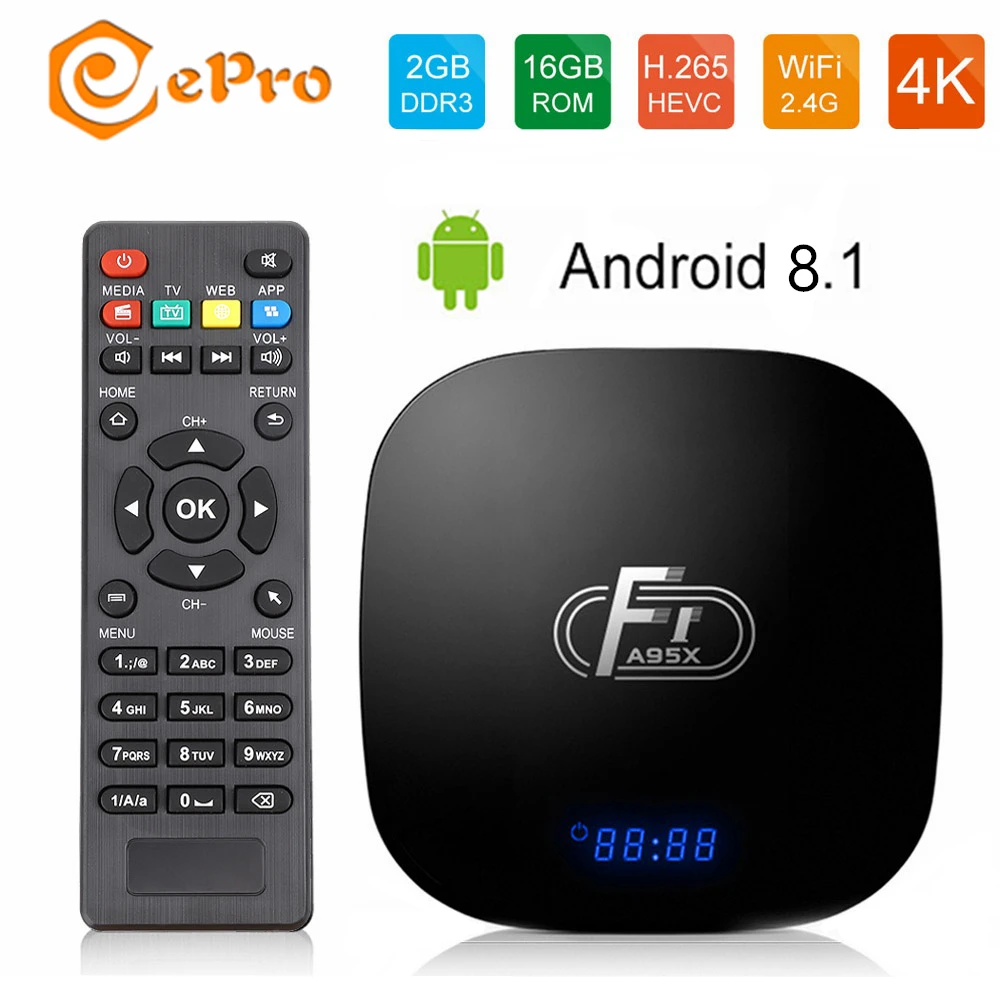 A95X F1 смарт ТВ коробка Android 8 1 2 Гб 16 Amlogic S905W четырехъядерный Настройка коробки