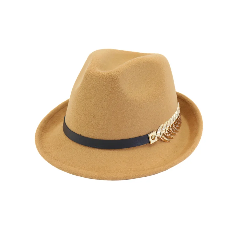 

New Wool Women Men Fedora Hat For Winter Autumn Elegant Lady Gangster Trilby Felt Homburg Church Jazz Hat High quality fabric