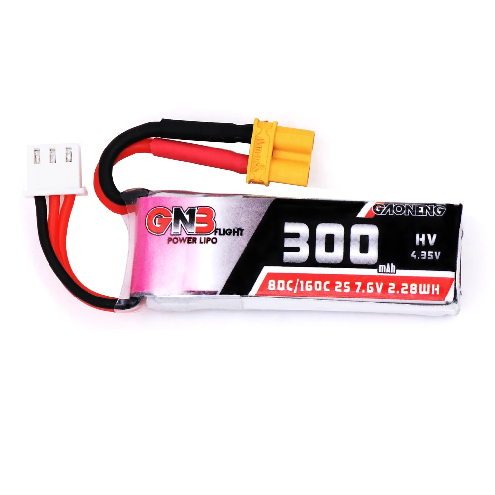 2/4 шт Gaoneng 7,6 V 300mAh 80C/160C 2S HV 4,35 V XT30 Lipo аккумулятор для Micro RC FPV Racing Cine Whoop BetaFPV Drone Quadcoper