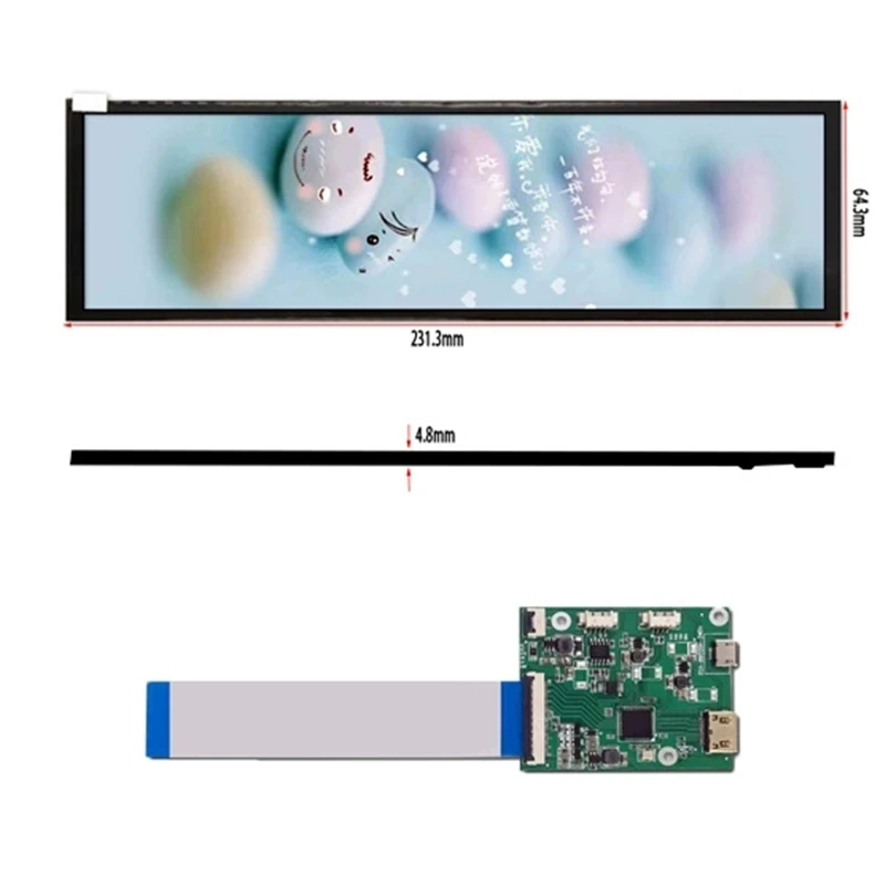 

8.8 inch 1920*480 Long Strip MIPI Second Monitor Case Aida64 Display CPU GPU Information Sub Display Case