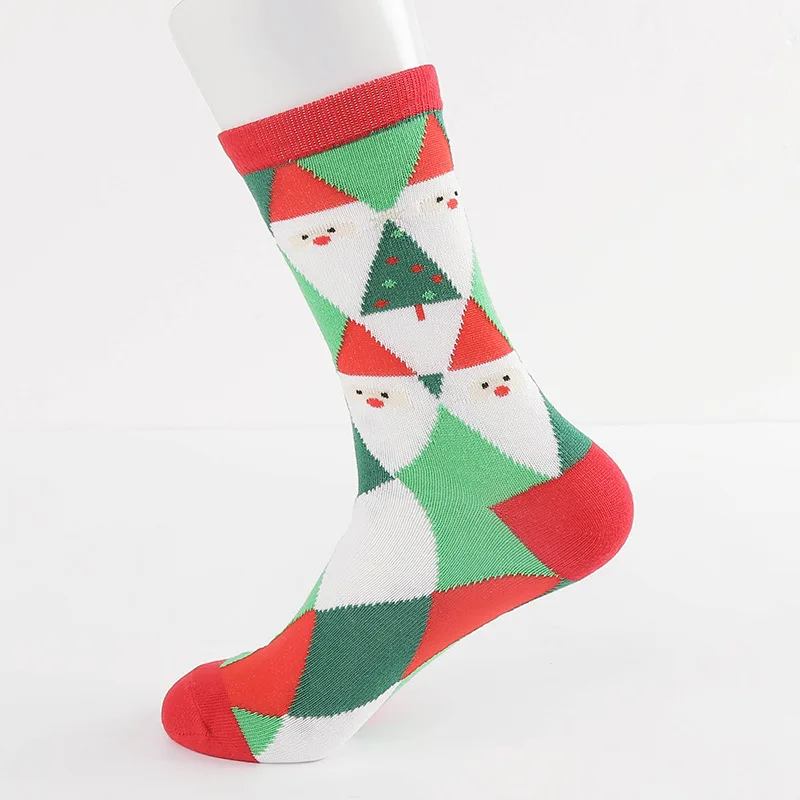 smt-142-3 1 pair Casual Women Christmas socks Funny Cartoon Snowman Santa Claus elk flake socks Cotton Christmas Gift for women - Цвет: smt-142-3