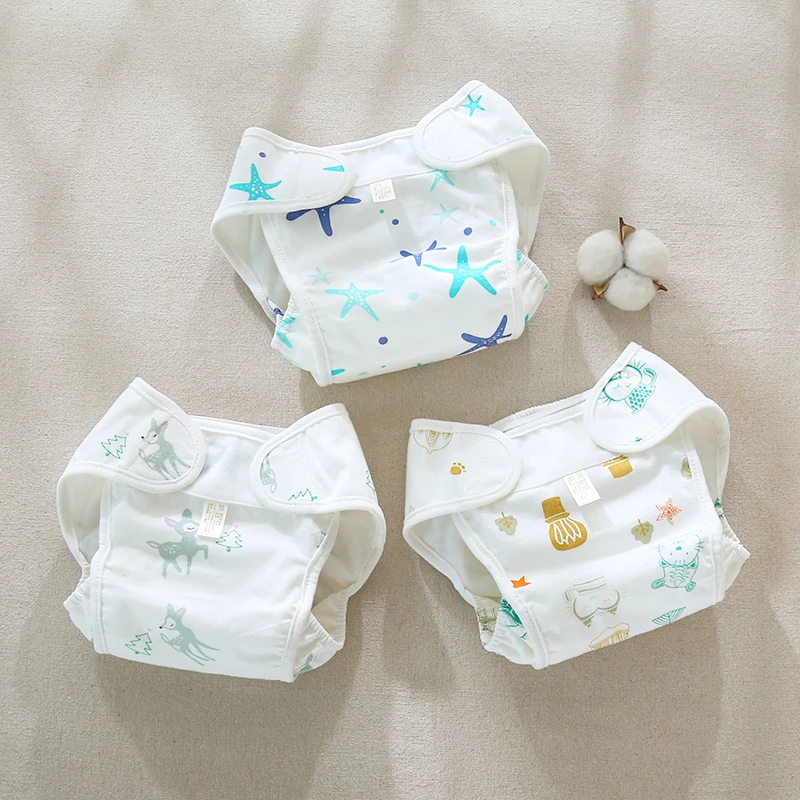 3PCS-C Herbabe 2 шт. детские штаны-подгузники 3 слоя милый новорожденных подгузники хлопок впитывающие подгузники для новорожденных Многоразовые - Цвет: 3PCS-C