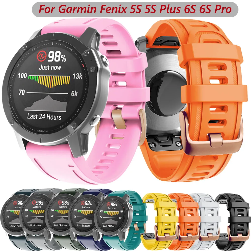 

Новый 20 мм, ремешок для наручных часов Garmin Fenix 5S 5S Plus 6S 6S Plus Pro часы для часов, быстросъемный силиконовый легко подходит для запястья ремешок б...