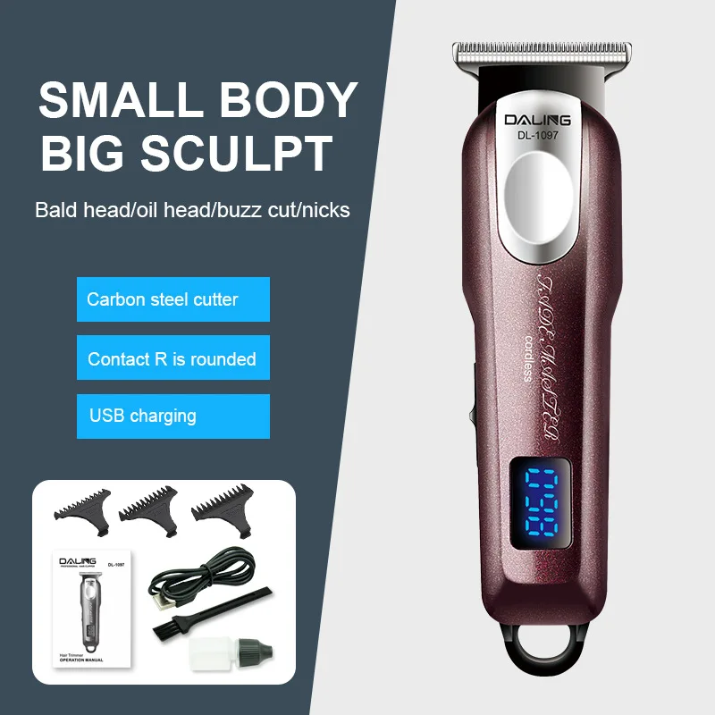 

DALING1097 Professional Electric Hair Clipper Silent Usb Charging Stainless Steel Cutter Head LED Digital Display Electric Razor