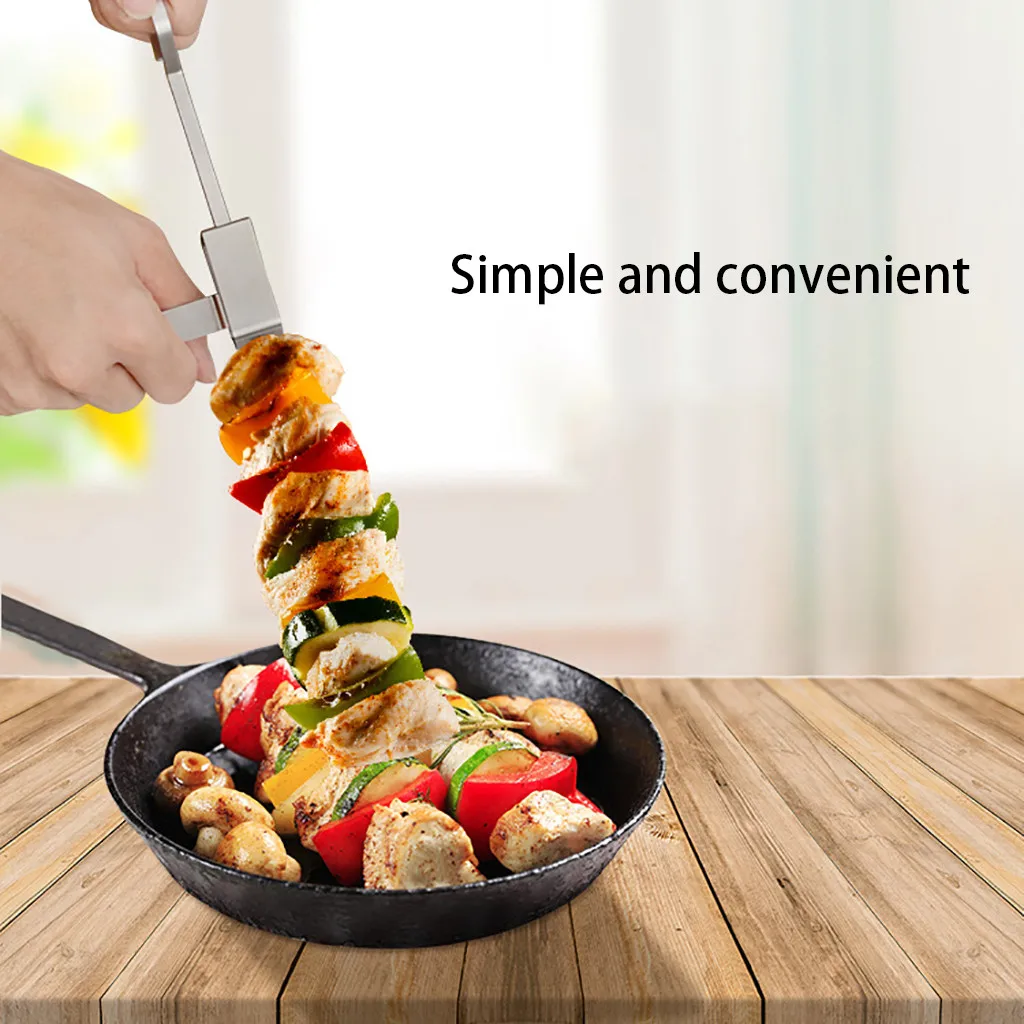 

BBQ Skewer 1PC BBQ Kabob Skewers Metal Stainless Steel Kabob Skewers Convenient Food Preventation Picnic Safe Tools