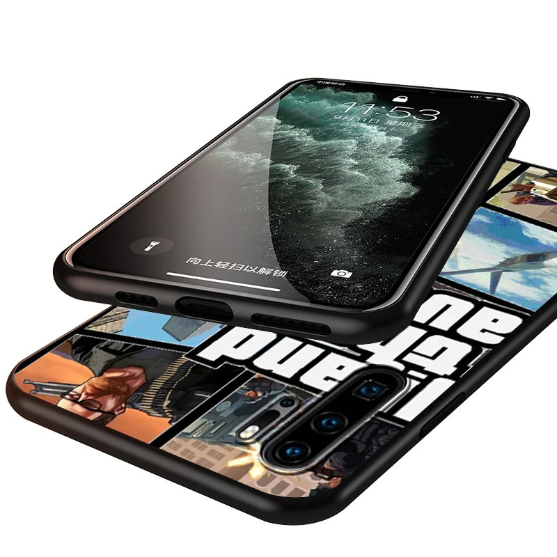 

Grand Theft Auto GTA V Silicone Phone Case for Huawei P30 P20 P40 Lite E Pro P Smart Z Plus 2019 P10 P9 Lite Black Cover
