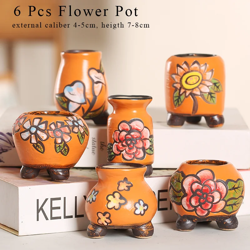 

Flower Pots Orange Painting Colour Succulent Cactus Pot Plant Garden Ceramic Planter Pots Outdoor Garden Home