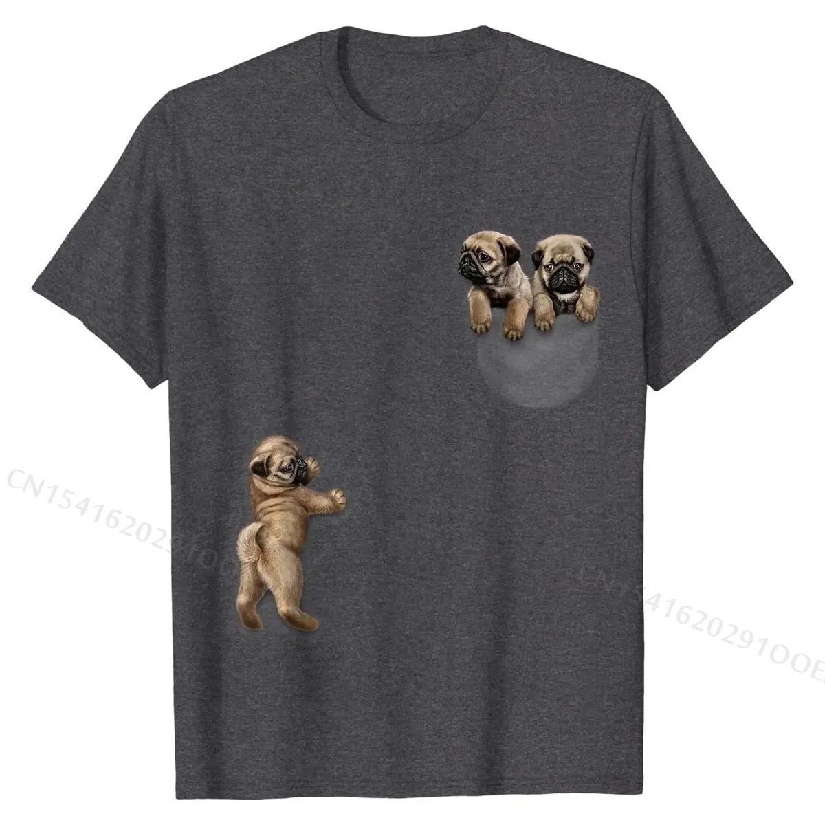 Футболка мужская с карманом для сна и мопса приталенный силуэт собакой хлопковая