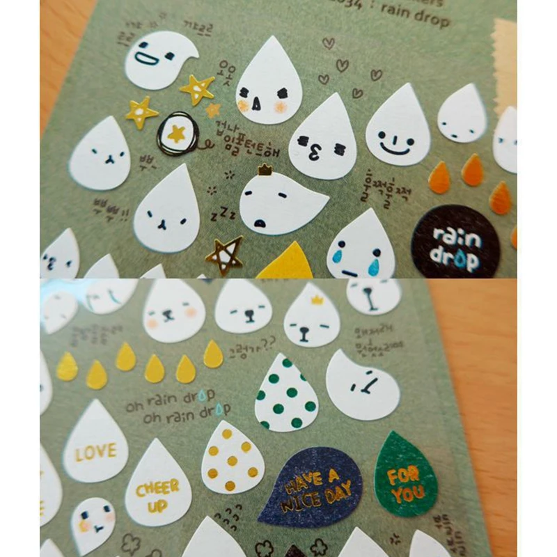 Korea Brand Suatelier Rain Drop Expression Scrapbooking Paper Sticker For DIY Stationery Book Diary Mobile Cups Desk Decoration on - Наклейка Suatelier Rain Drop Expression для скрапбукинга "Дождевые капли" корейского бренда для самостоятельного