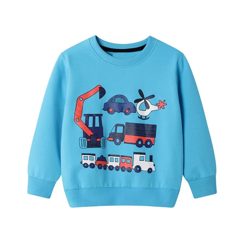 

BINIDUCKLING Blue Car Printed Sweartshirts For Kids Boys 2 3 4 5 6 Years Autumn Fall Spring Clothes Tops Sweater Children Boys