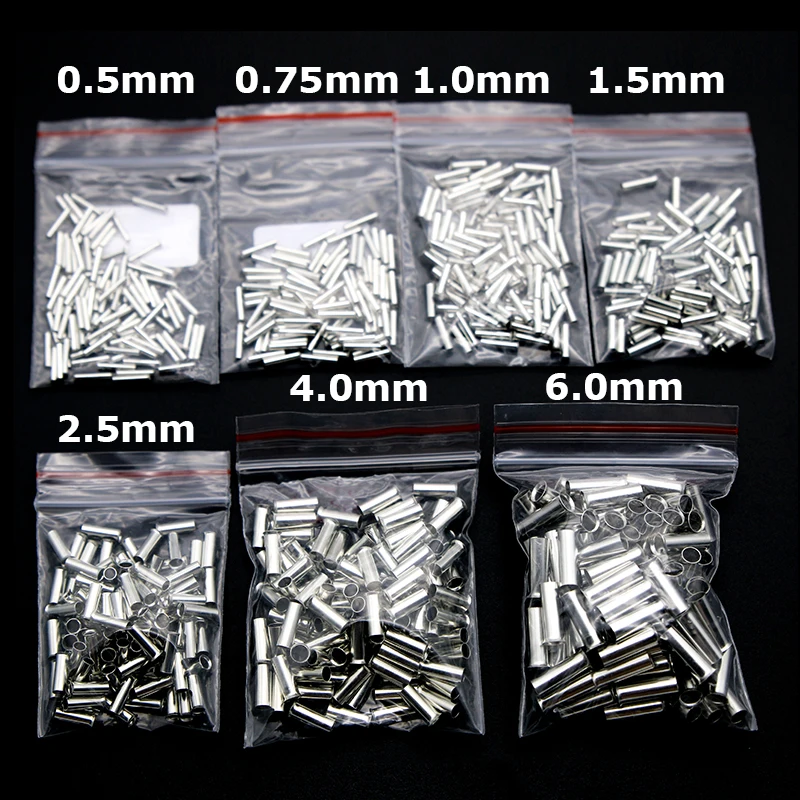 100/600 шт. Олова покрытием Медь неизолированная обжимных клемм 0.5mm2-6.0mm2 обжимной Наконечники конец шнура Электрический провод Соединительный кабель