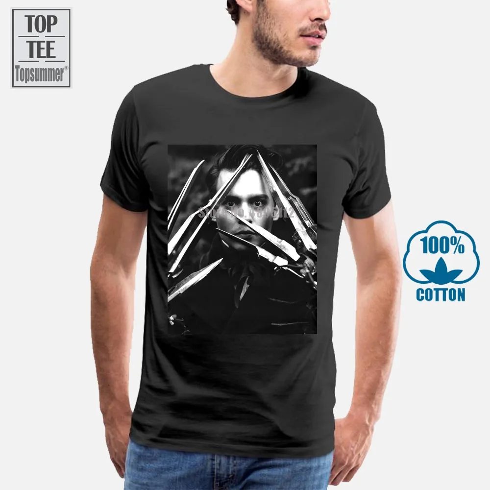 Забавная Мужская футболка белая черная с Джонни Деппом как Эдвард ножницы из