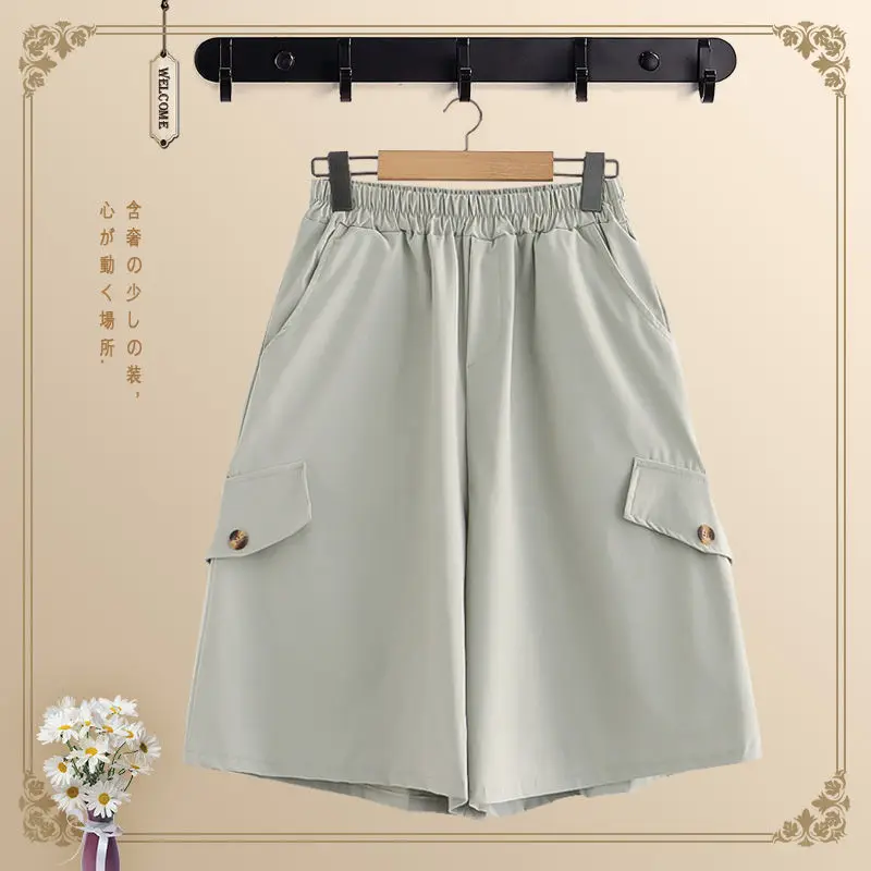 Workwear Shorts Women's Mid-length 2021 Summer Japanese Net Red Loose Wide-leg Women's Bottoms Casual Pants Short