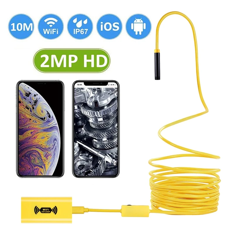 Новый Wifi эндоскоп 8 мм промышленный автомобильный 1200P HD Жесткий Мобильный телефон