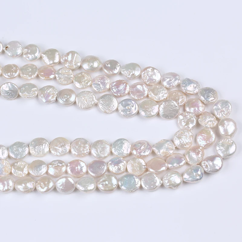 Недорогие натуральные белые бусины из ниток груши в форме монеты 11-12 мм Лидер