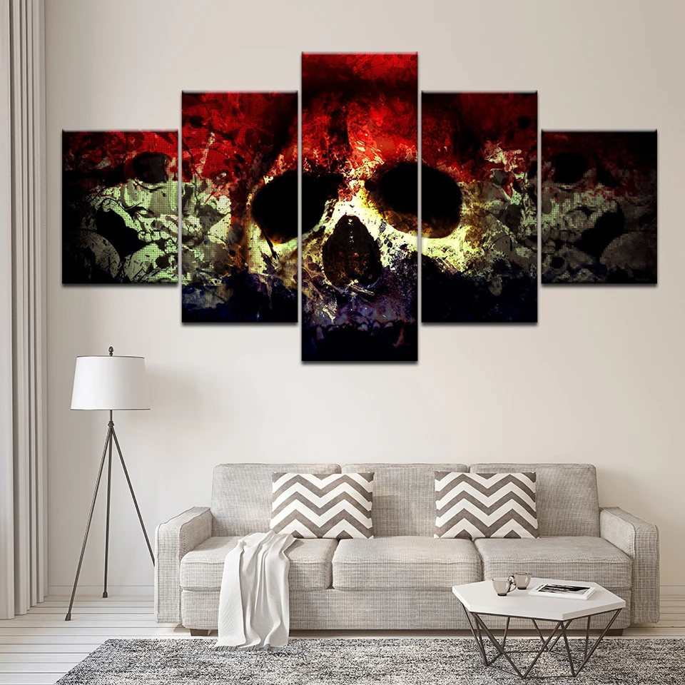 

Wall Artwork Canvas HD Printed Modular 5 Pieces/Pcs Terror Skull Poster Home Decoration Painting Office Room Framework Pictures