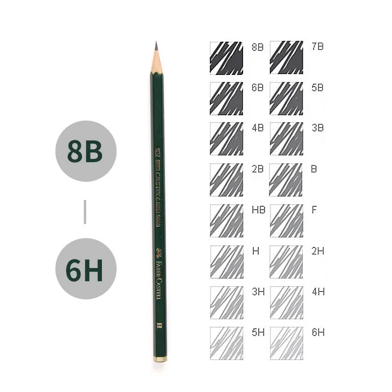 

Faber-Castell 12/16Pcs Professional Wood Sketch Pencil 6H-8B Art Graphite Pencils for Writing Design Charcoal Pencil Drawing