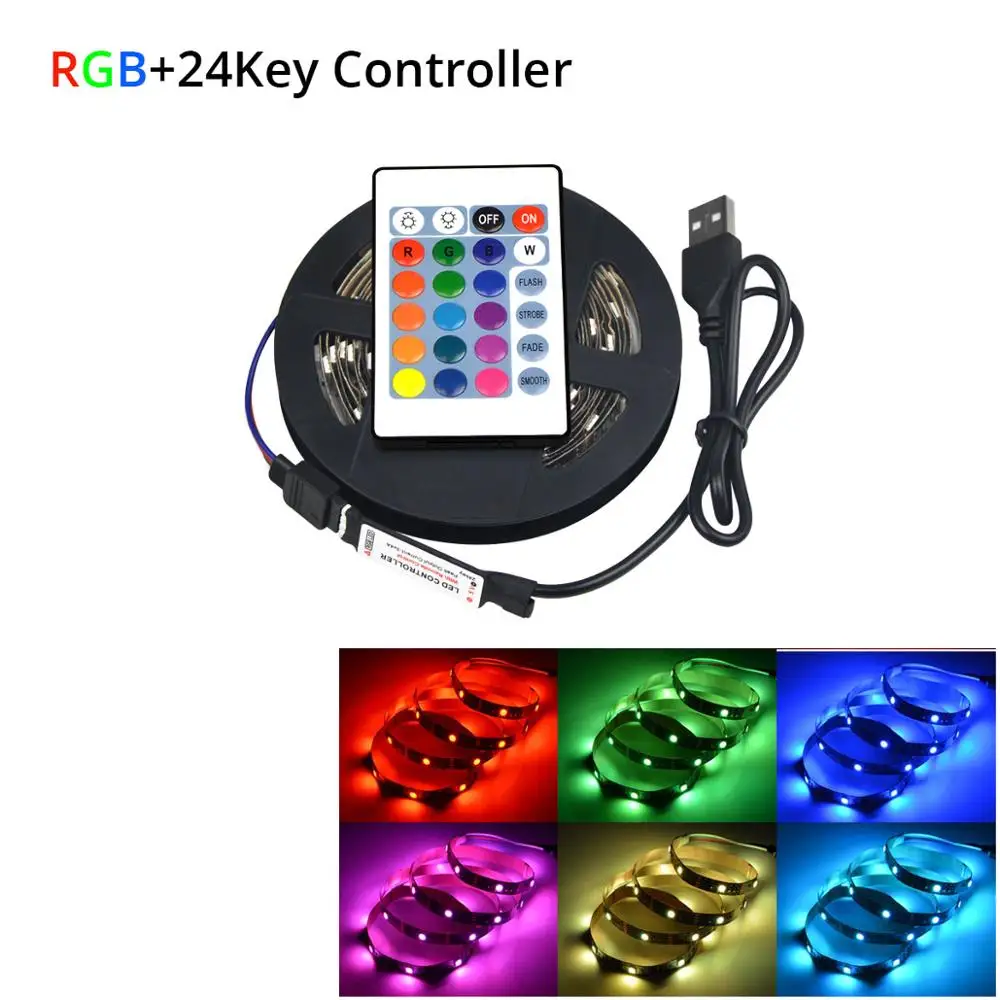 RGB DIY 1 м/2 м/3 м ТВ ПОДСВЕТКА USB Светодиодная лента лампа 5 в 5050SMD RGB светодиодный светильник лента для HD ТВ ПК настольный экран фоновый косой светильник ing - Испускаемый цвет: RGB