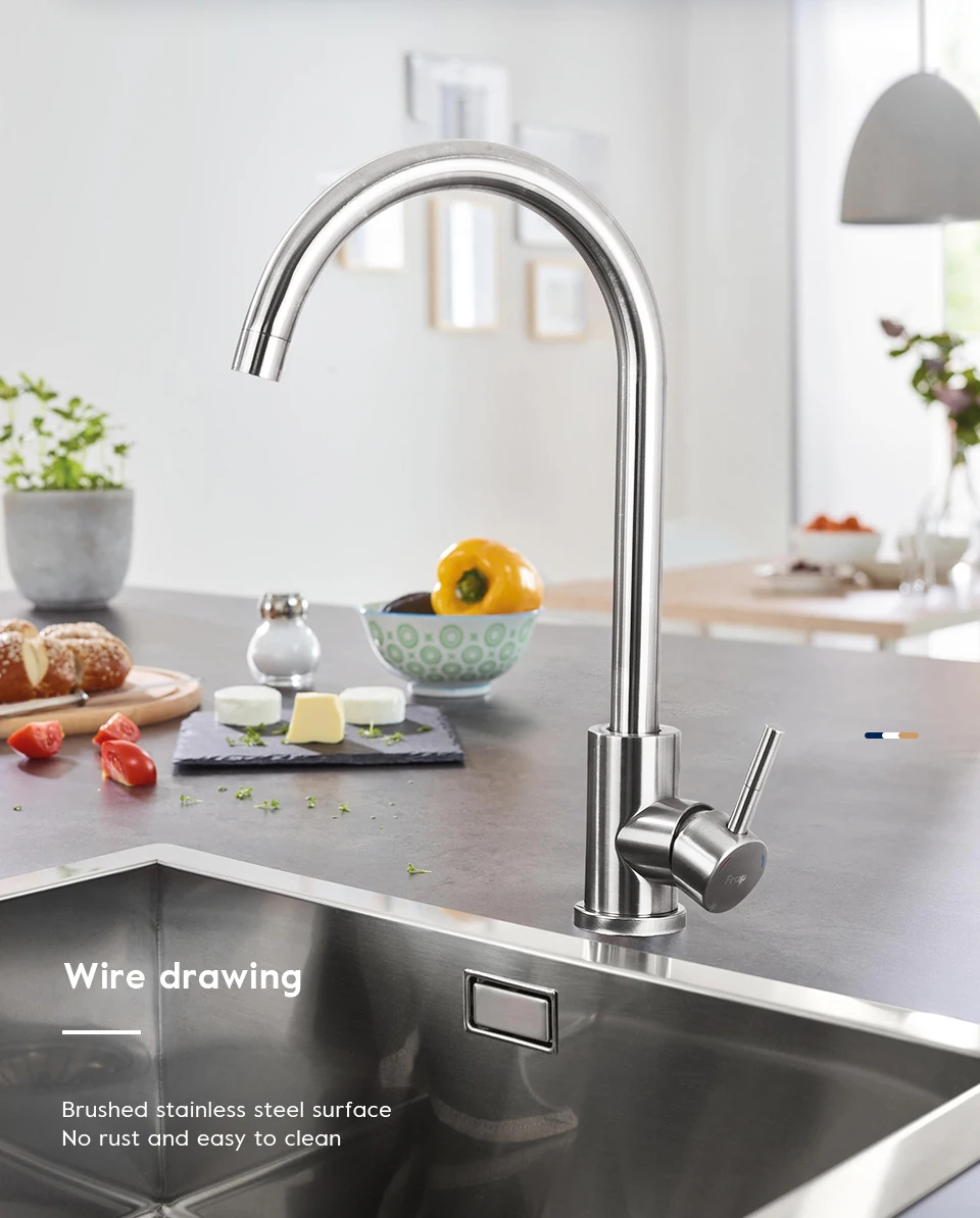

Kitchen Faucets Stainless Steel Kitchen Mixer Single Handle Single Hole Kitchen Faucet Mixer Sink Tap Kitchen Faucet
