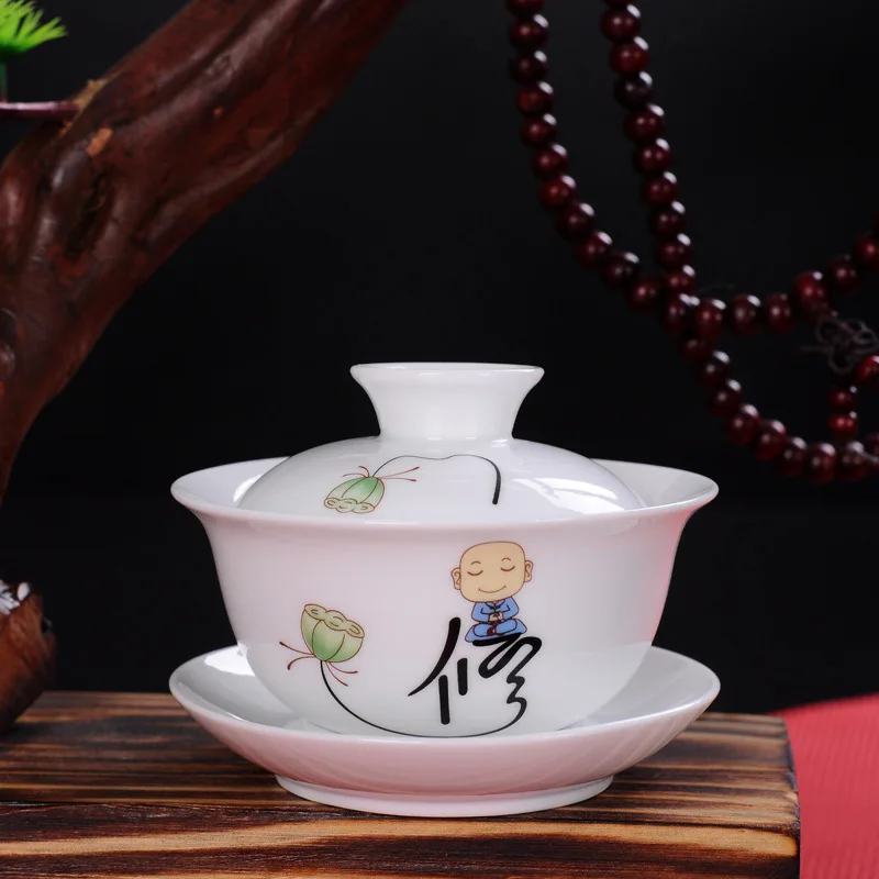 Белая фарфоровая чашка для чая чайный фарфоровый горшок gaiwan набор путешествий