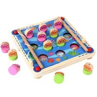 montessori wooden three in one fishing chess parent child interactive table game thinking logic cognitive training game for kids