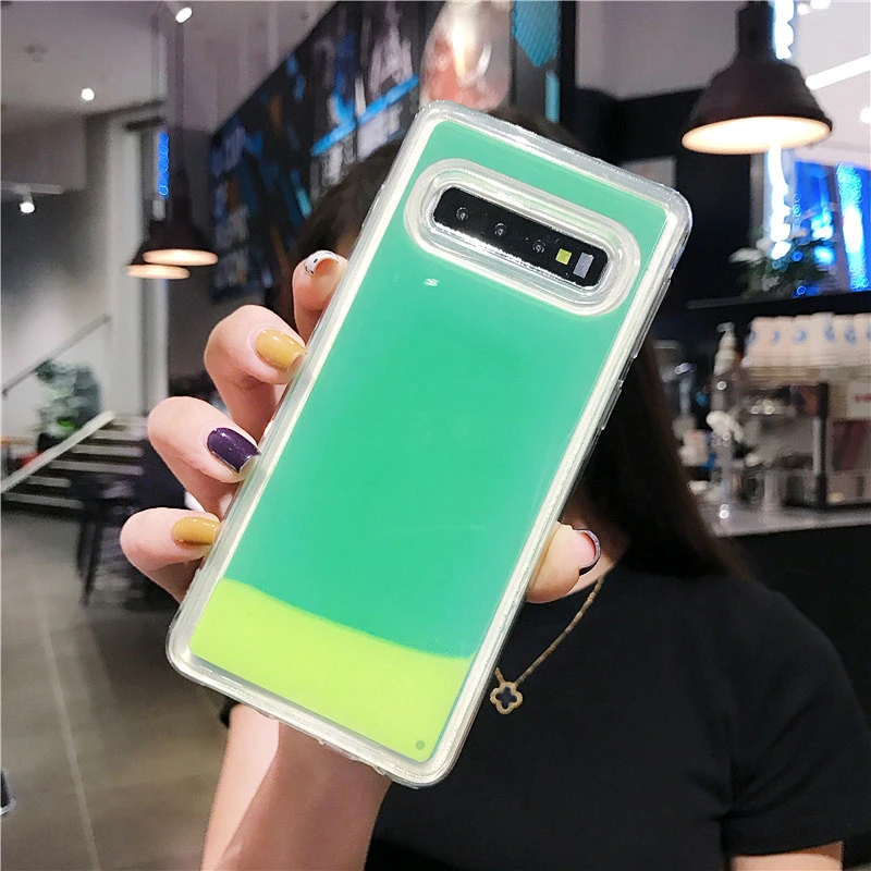 Светящиеся неоновые песок чехол для Samsung Галактики S6 S7 S8 S9 S10 S20 Plus Ultra Note 8 9 10 Lite A51 A71