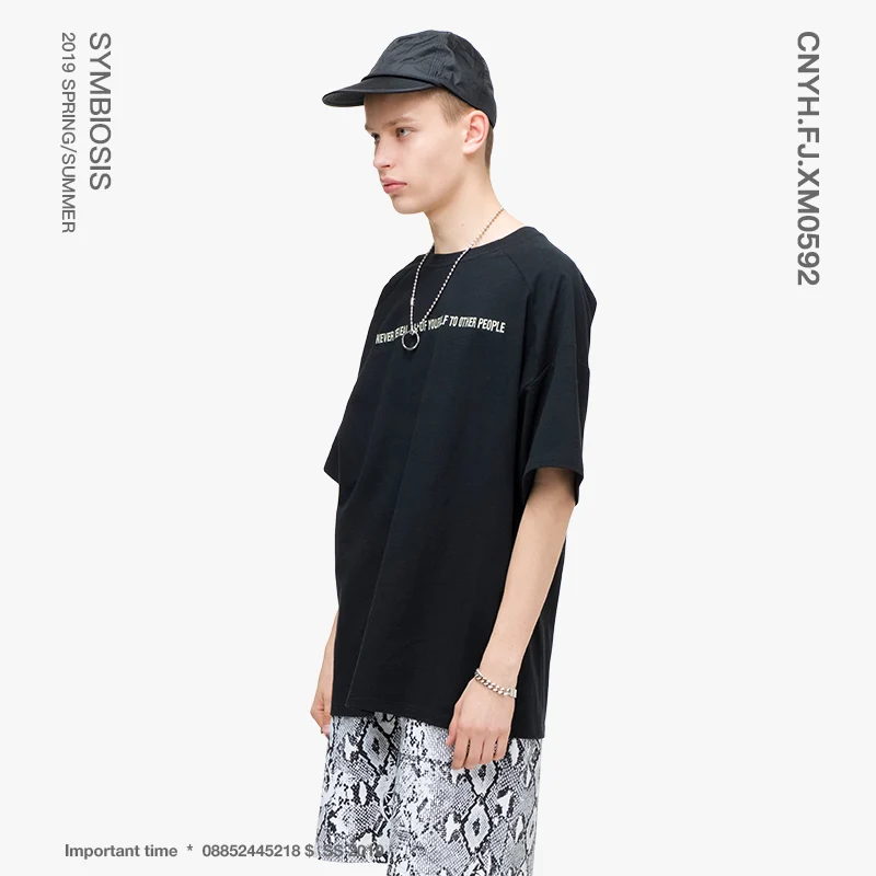 VIISHOW уличная Черная Мужская футболка с принтом брендовая Повседневная надписью