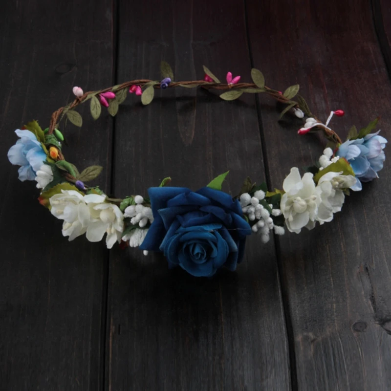 

Women Wedding Flower Hair Garland Crown Headband Floral Rose Handmade Vacation HX6F