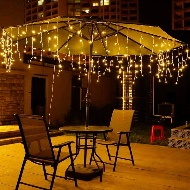 

LED Curtain Light Solar Outdoor Lights 4M/8M Icicle String Lights Garland Party Wedding Decoration Fairy Light New Year 2022