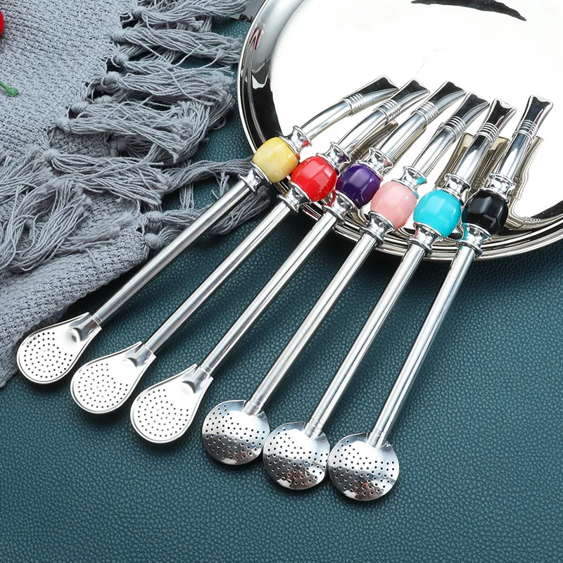 

Stainless Steel Straws Spoon Drink Bubble Tea Beer Reusable Straw Metal Straw Tea Drinking Spoon Filter Mate Bar Accessories 1PC
