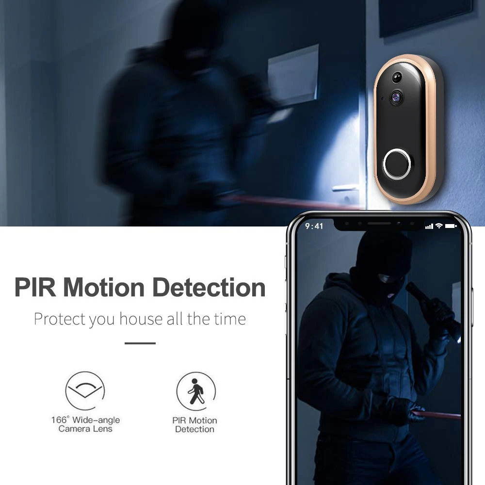Умный дом WiFi дверной звонок 1080P Камера Безопасности Двусторонняя аудио PIR ИК детектор движения ночного видения беспроводной дверной звонок с колокольчиком