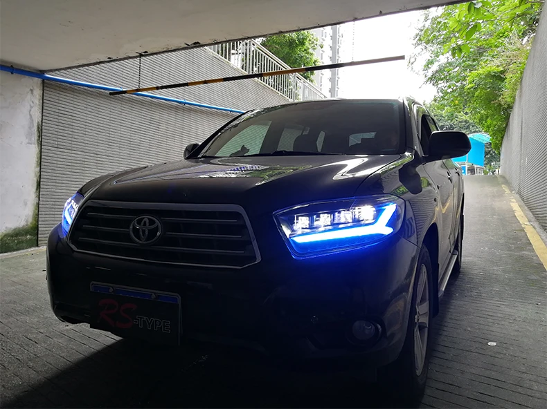 Автомобильный Стайлинг корпус передней фары для фары Toyota Highlander 2009 2010 2011 светодиодный фара Highlander ДРЛ фары дневного света